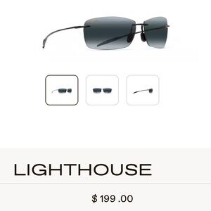 Maui Jim Lighthouse Rimless Sunglasses — Black Frames with Gray Gradient Lenses